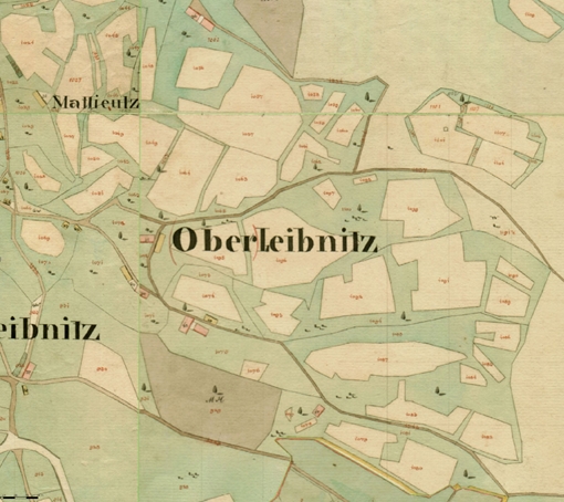 Zgornja Lipnica na karti franc. katastra, 1827